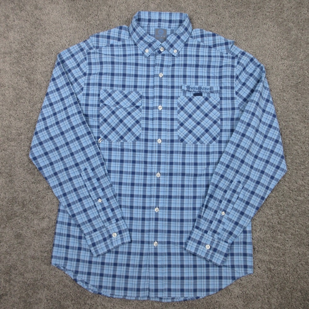 Vineyard Vines Shirt Mens Small Blue Plaid Harbor Performance Fishing Button Up